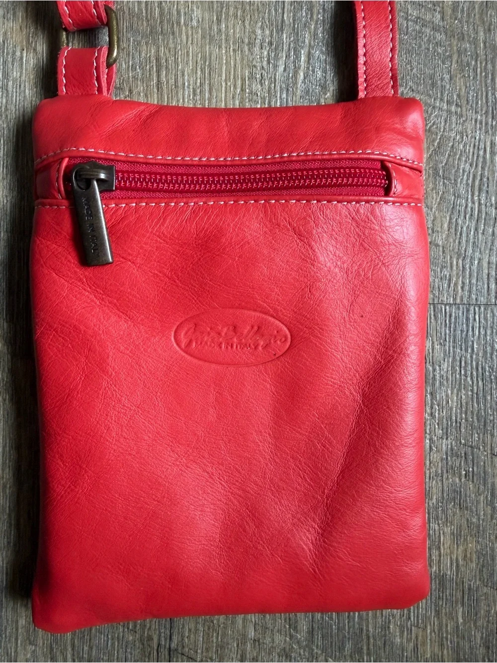 Genuine Leather Gaia Bellagio Red Crossbody Bag